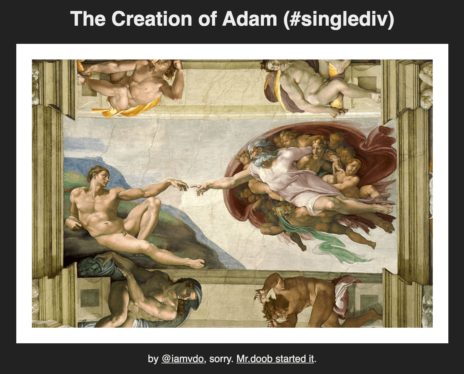 The Creation of Adam (#singlediv) | @iamvdo